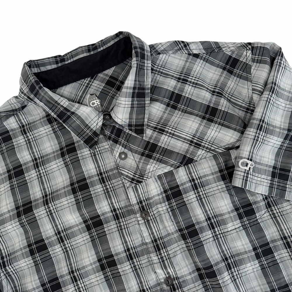 CLUB RIDE Grey Plaid Snap Front Mountain Bike Shirt UPF 50 size L